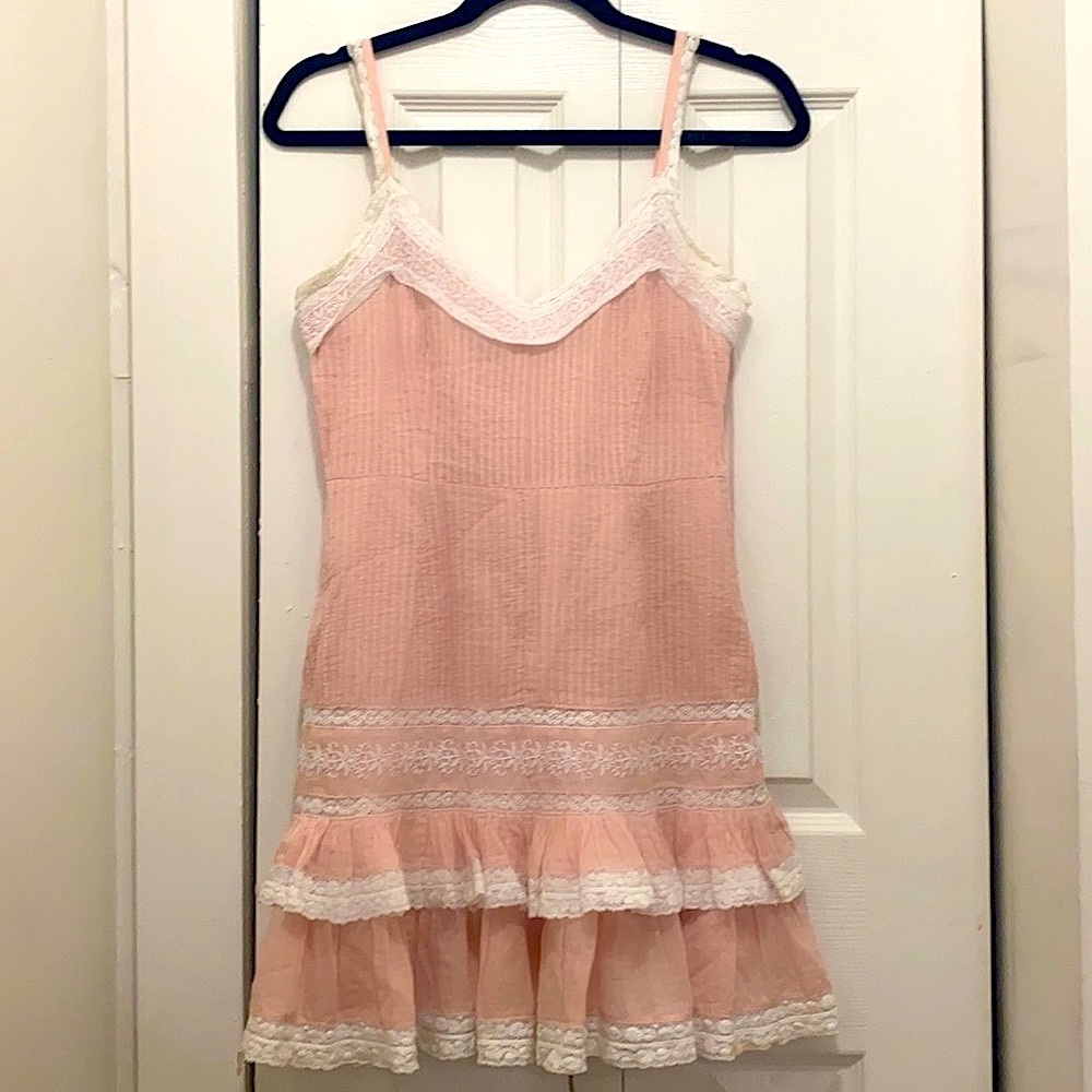 LoveShackFancy Pink with White Lace Dress- Size 0